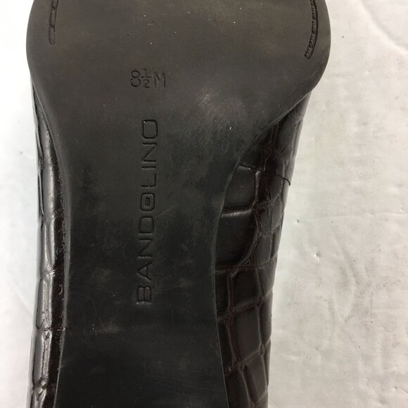 BANDOLINO DARK BROWN LEATHER CROC EMBOSSED CHUNKY HEEL LOAFERS WOMENS 8.5 - Picture 7 of 8